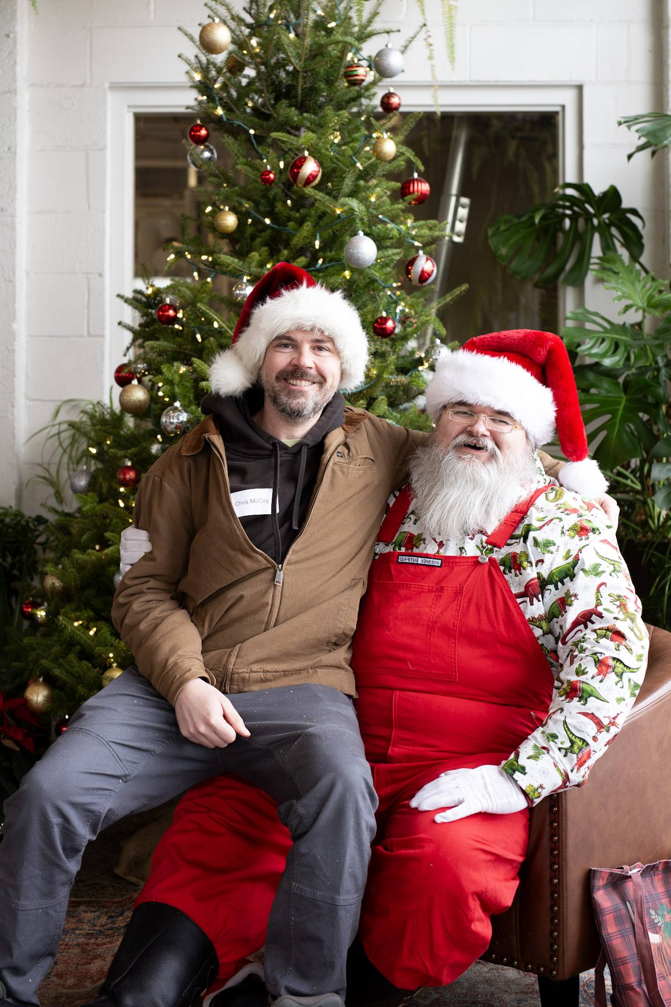 Santa sharing holiday cheer at a brewery event